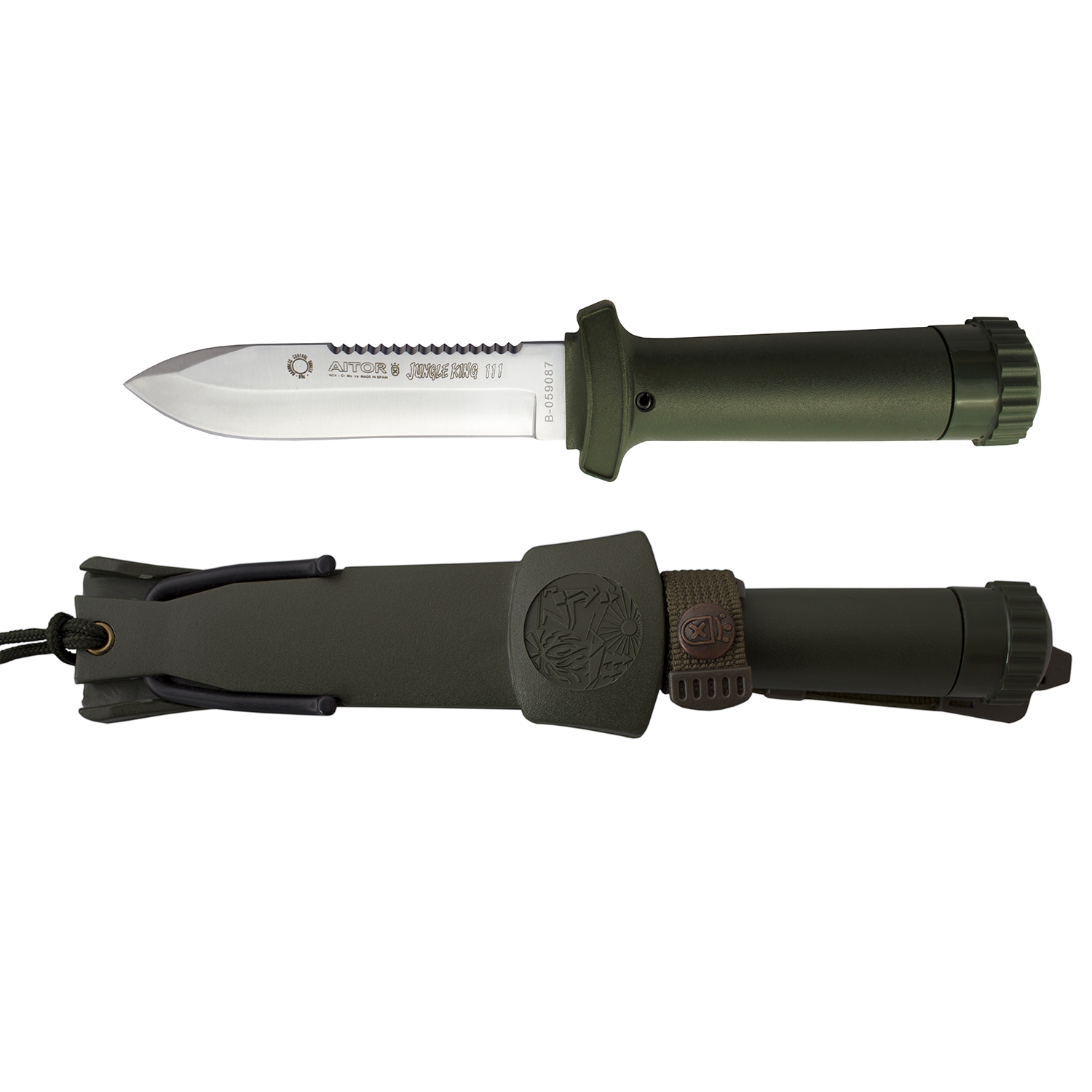 Faca de sobrevivência selva King III Aitor, 10,5 cm, cartão de múltiplos propósito e bandana da folha imita dom