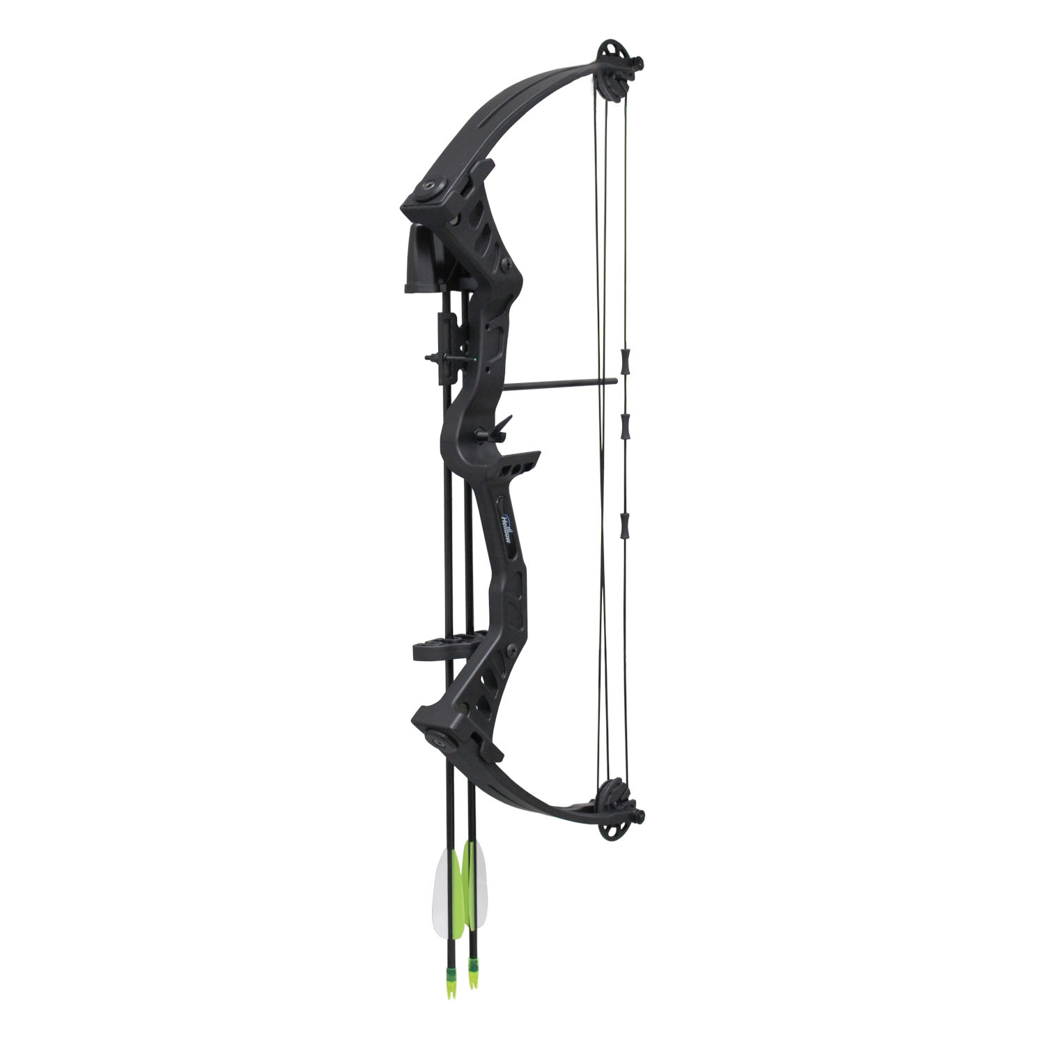 Arco composto Hellbow Arco do novato com polias ajustáveis de 19-25 LBS e uma abertura de 19 - 20,5, arco para destros de cor preta, tem um kit completo.