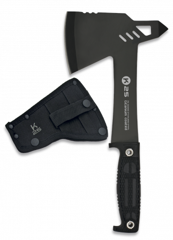 Machado K25 com mango de borracha, aço inoxidável, com folha de banho de titânio 31.5 Cm inclui bainha de nylon