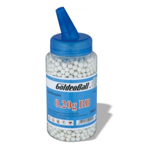 Frasco de bolas de plástico Pvc compacto para armas Airsoft Golden Ball 6 Mm 0.20 Gr com 2000 bolas Uds 35639