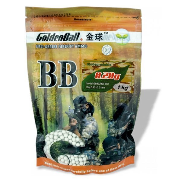 Bola de Pvc de precisão para armas de Airsoft Golden Ball 6 Mm 0,20 g no saco com 1 Kg de bolas 35654