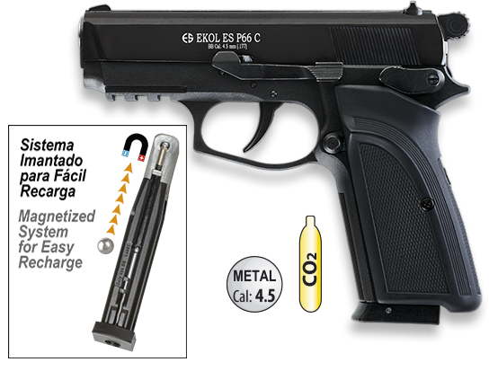 Ekol Es P66c Pistola Co2 Preta Cal.4.5