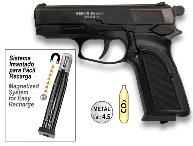 Ekol Es 66 C Preto Co2 Pistola Cal. 4.