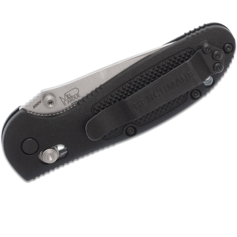 Faca de sobrevivência STE-556-S30V Mini Griptilian STE-556-S30V Axis Ponto de gota, lâmina CPM-S30V de aço inoxidável (58-60 HRC) 17,22 cm e cabo Grivory® de textura preta com forro em aço inoxidável