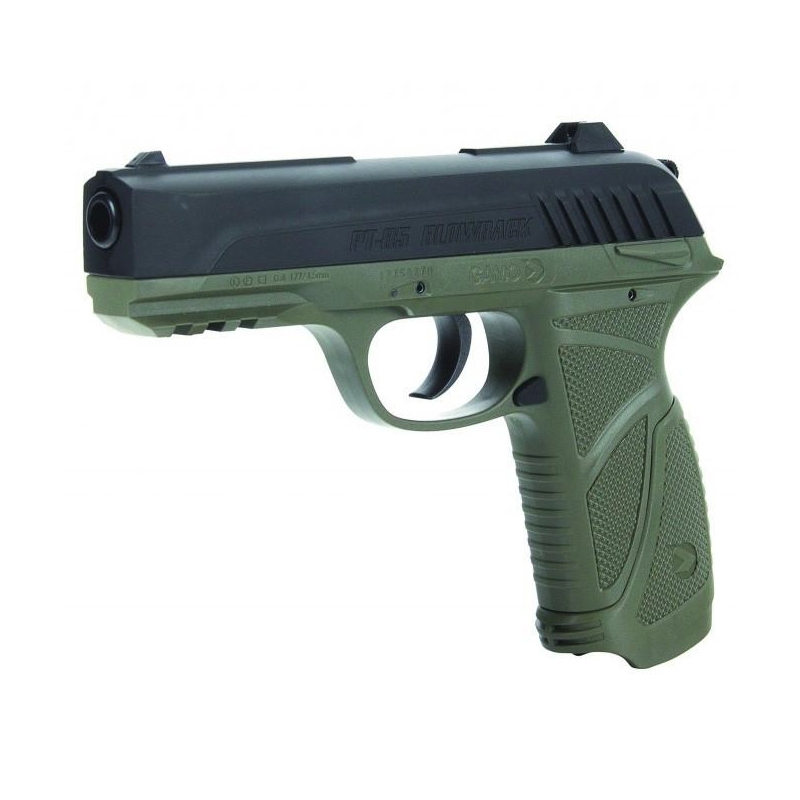 Arma Gamo CO2 PT-85 Blowback Olive, cor verde e preta, 138 m/s, duplo gatilho de ação, calibre 4,5 mm, 6111381