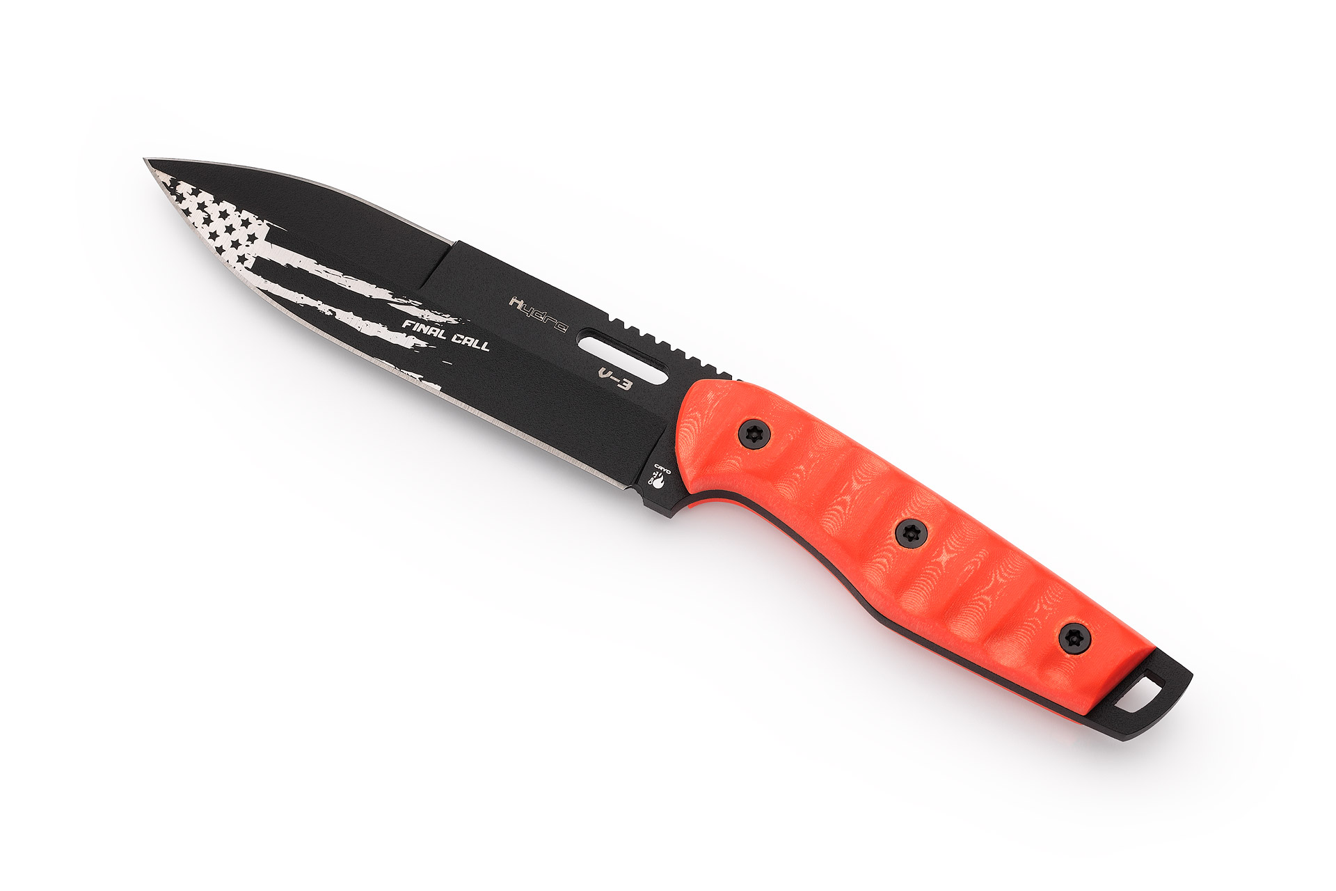 Faca de sobrevivência tática Hydra FINAL CALL III, lâmina de aço Sleipner, cabo Micarta laranja, inclui bainha de kydex