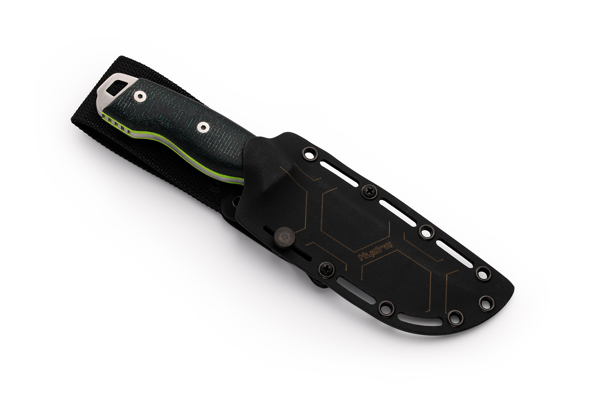 Faca de sobrevivência Hydra OPENFIELD com 125 mm Niolox SB1, cabo azul Micarta Jute, inclui bainha kydex