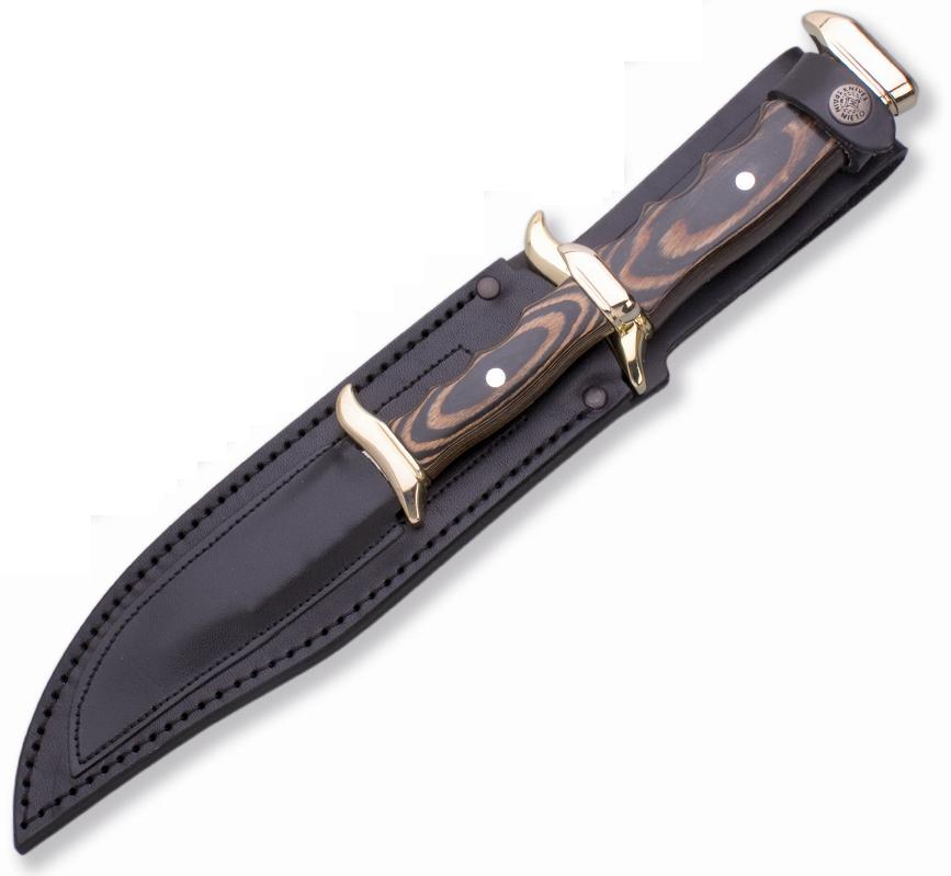 Faca Alpina 8504-K Miguel Nieto 36 cm, com chapa de aço de 11 / 23 cms e mango de madeira resistência e Zamak com capa de couro premium (Brown)