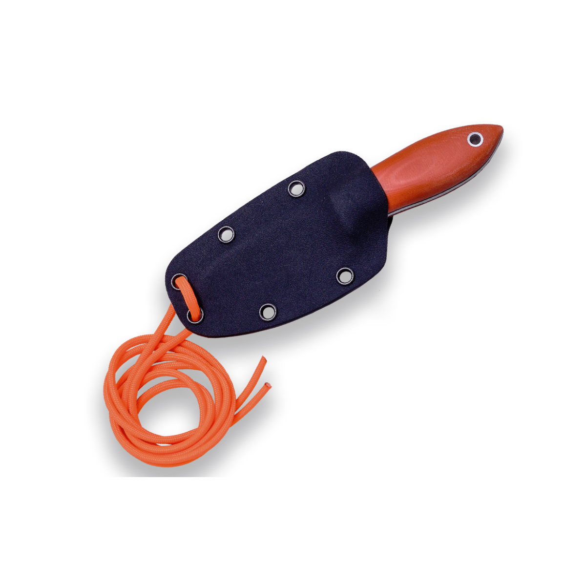 Faca de pescoço Vespa Joker CN117 mango laranja Micarta com aço inoxidável 1,4116 (MoVa) 100 gramas 8 cm lâmina de aço, inclui coldre kydex e paracord + cartão presente de múltiplos propósitos