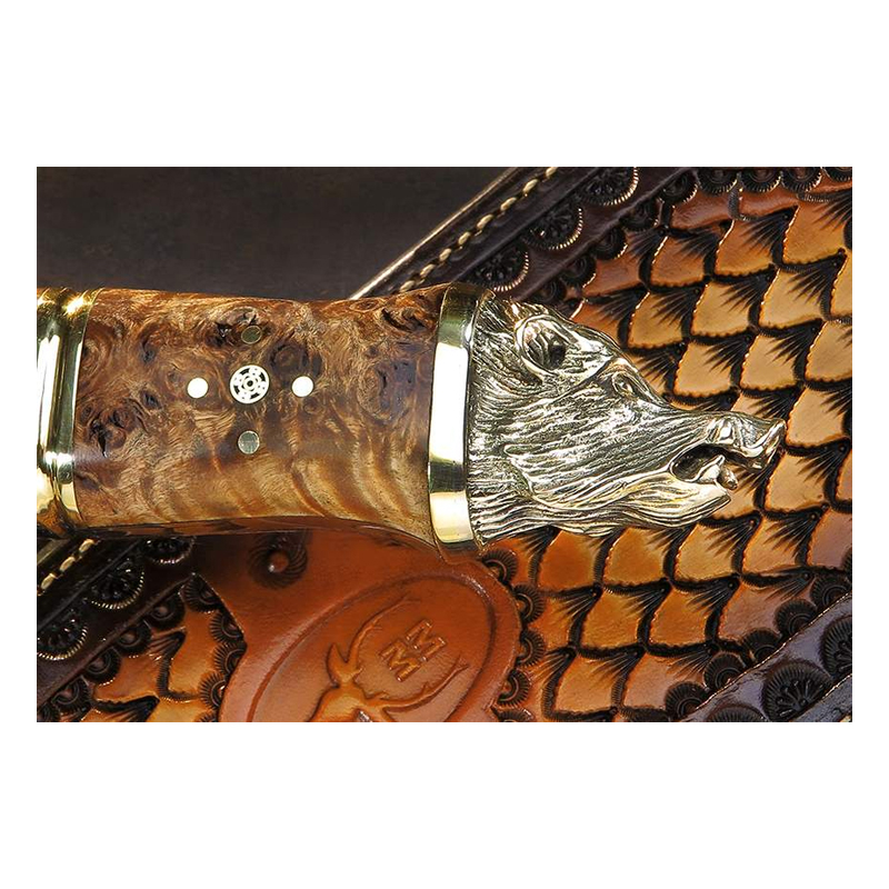 Edição limitada Faca de leilão 30º aniversário Muela COVARSÍ-C.TH, lâmina de aço MoVa 24,5 cm, mango raiz de álamo estabilizada