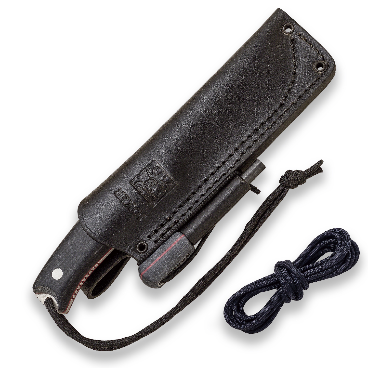 Faca de sobrevivência OSO TS1 Joker CV140-P, cabo em juta micarta verde, lâmina de 11 cm, bainha em couro preto, inclui pederneira, Ferramenta Pesca, caça, campismo e caminhada