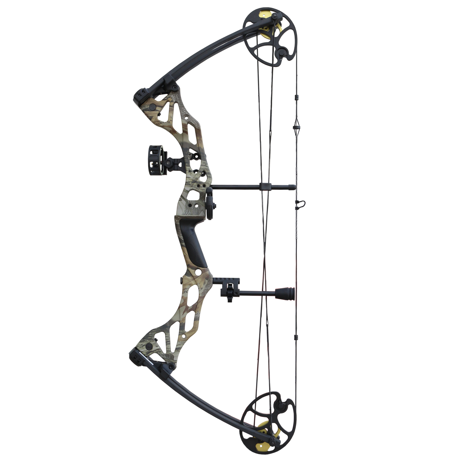 KIT - Arco composto por polias Hellbow Fossil ajustável de 30 a 70 LBS e uma abertura de 25 a 31, arco colorido God Camo com múltiplos acessórios.