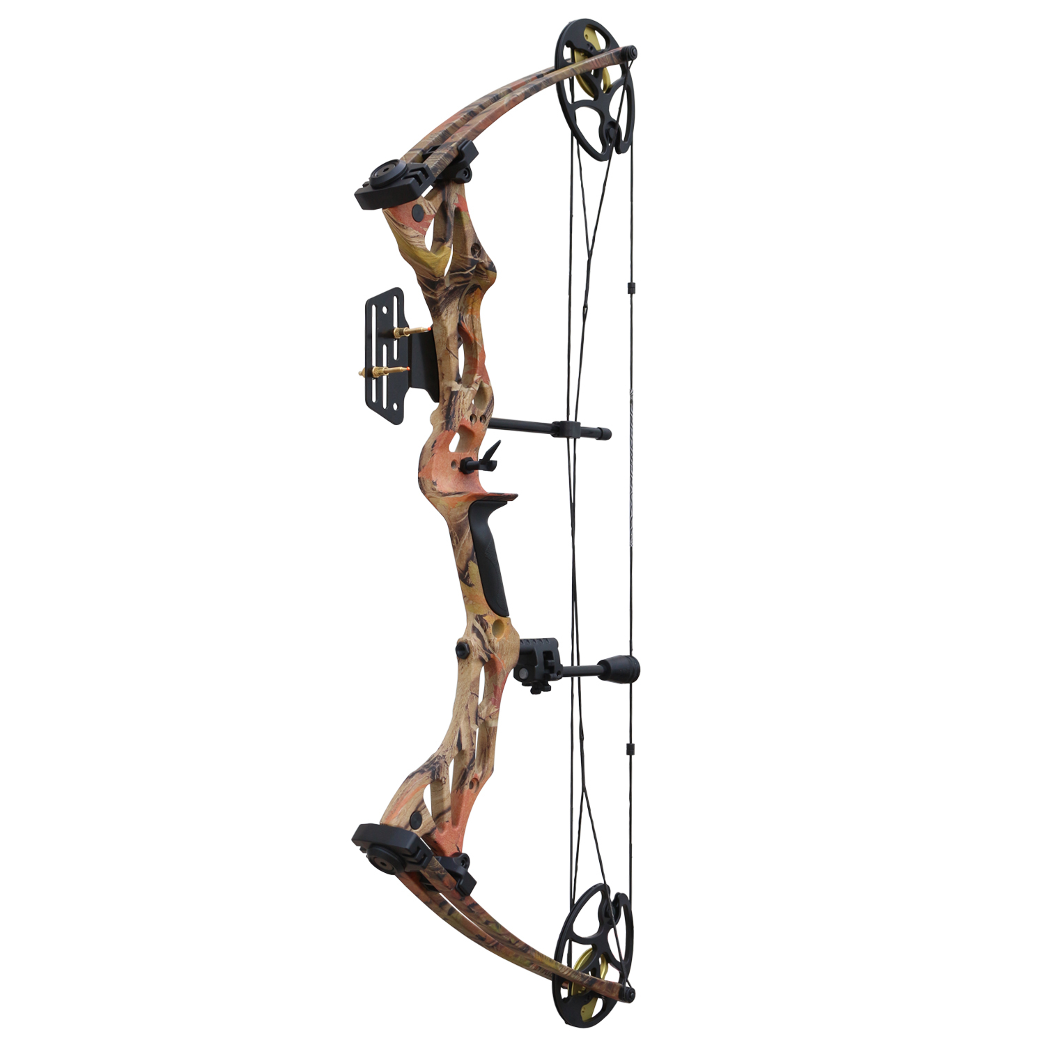 Composto de arco de polia Hellbow 26-30/50-70 LBS ajustável camuflagem colorida para destros, tem visor de 2 pinos