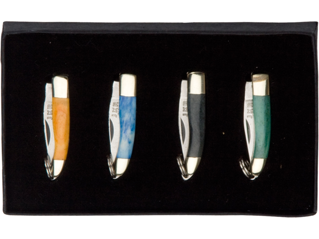 Conjunto de 4 facas miniaturas Joker com ferrolho e osso de latão mango JKR0191