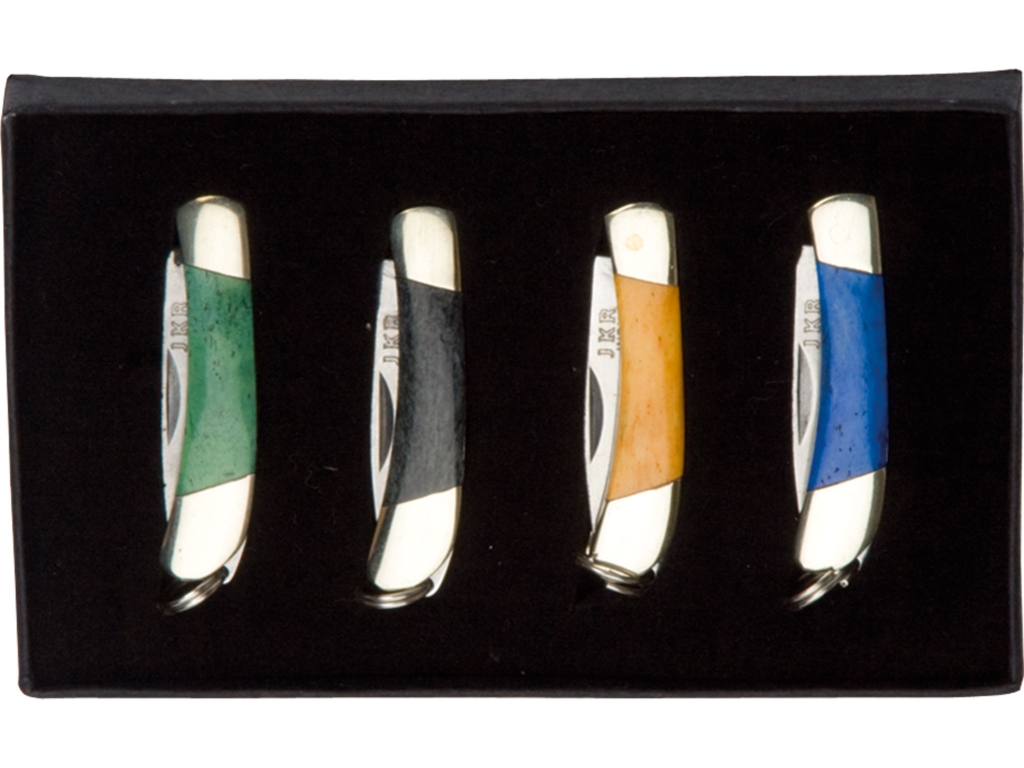Conjunto de 4 facas miniaturas Joker com ferrolho e osso de latão mango JKR0192