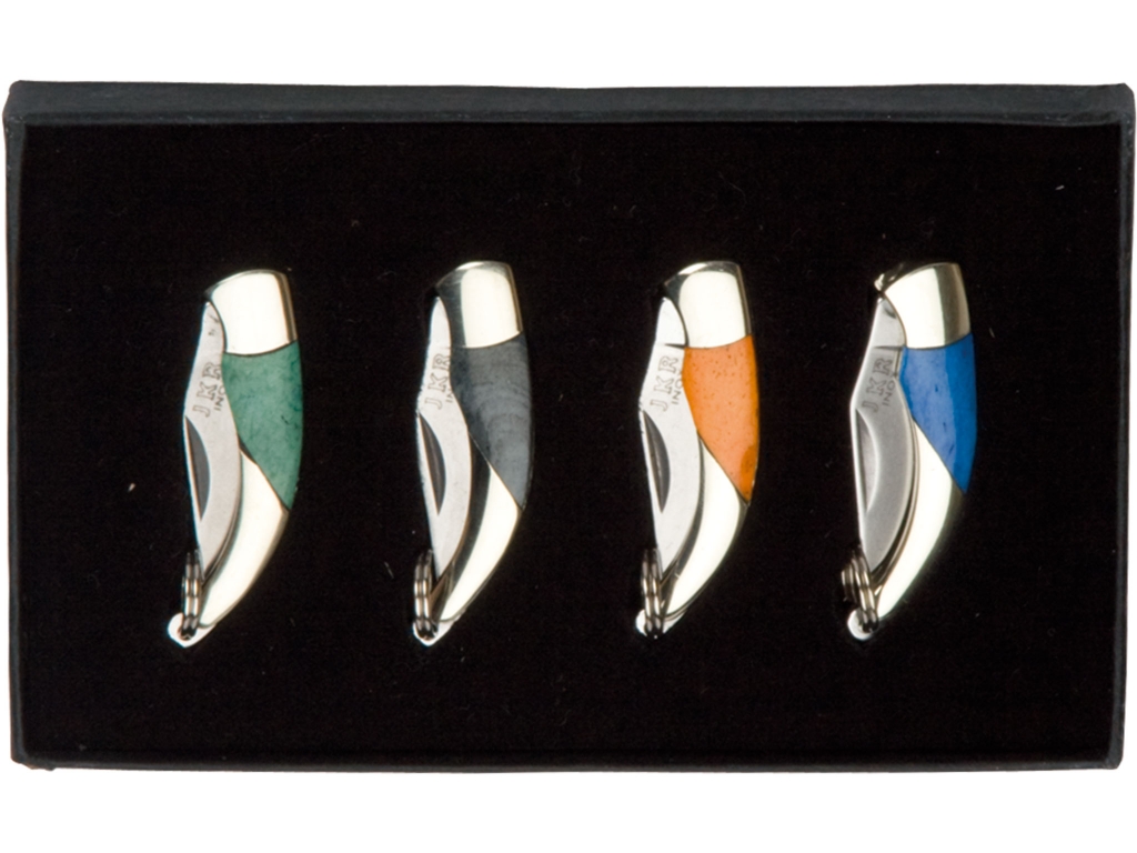 Conjunto de 4 facas miniatura Joker com virola de latão, e mango de osso JKR0194