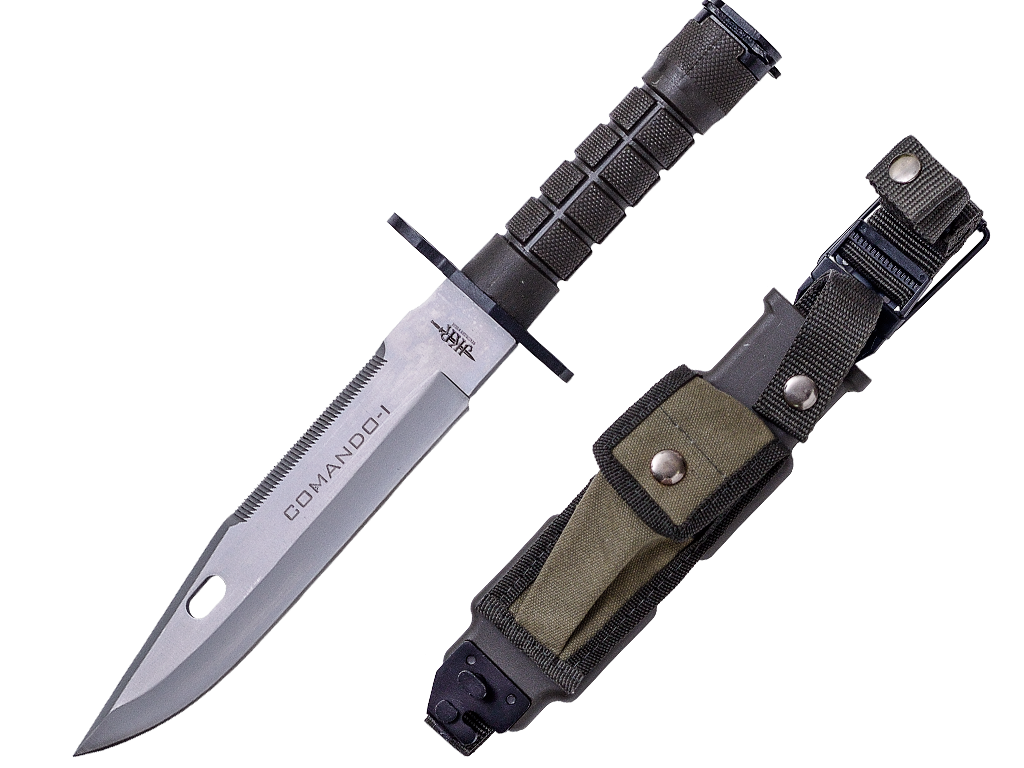 FACA DE COMBATE JKR COMMANDO-I. CABO ABS, LÂMINA DE 20 CM E AÇO INOXIDÁVEL. BAINHA DE NYLON-PVC - JKR603.