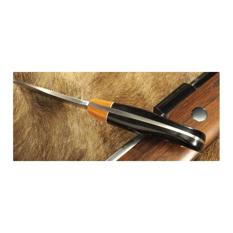 Faca de luxe Muela KUDU, edição limitada, folha de 10 cm forjada aço Sandvik, mango de madeira Blackwood + cartão presente de múltiplos propósitos