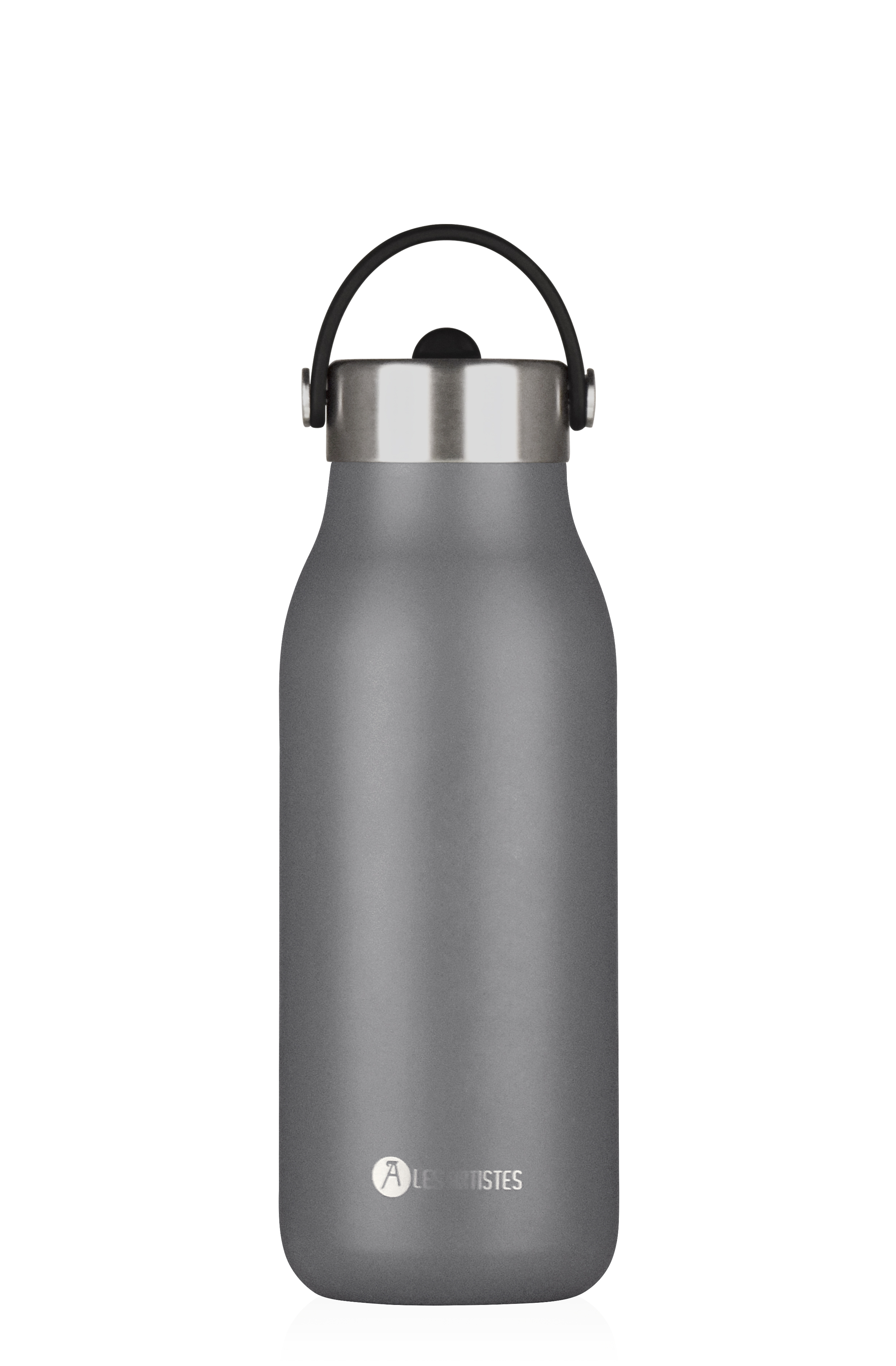 Les ARTISTTES Paris A-2390 Bottle'Up 2.0, frasco de 1 litro, garrafa isotérmica sem BPA, reutilizável, mantém-se quente 12 horas e fria 24 horas, pega, aço inoxidável, design cinzento