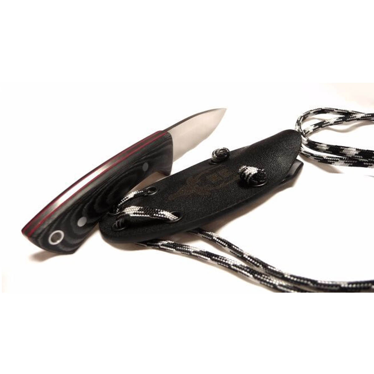 Faca esportiva Muela PECARI - 8 M MoVa de aço, folha de 7 cm, mango lona micarta preta, coldre Kydex e paracord, peso 70g + cartão presente de múltiplos propósitos